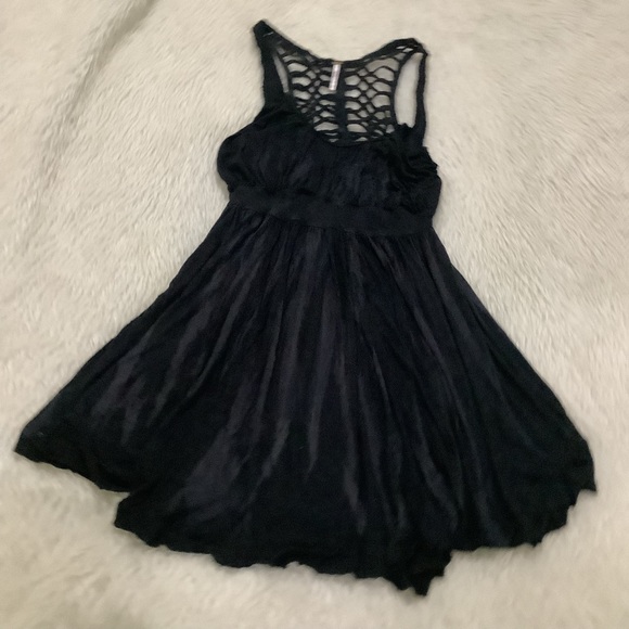 Free People Dresses & Skirts - Free people women’s black tie dye boho hip laced up back summer festival dress